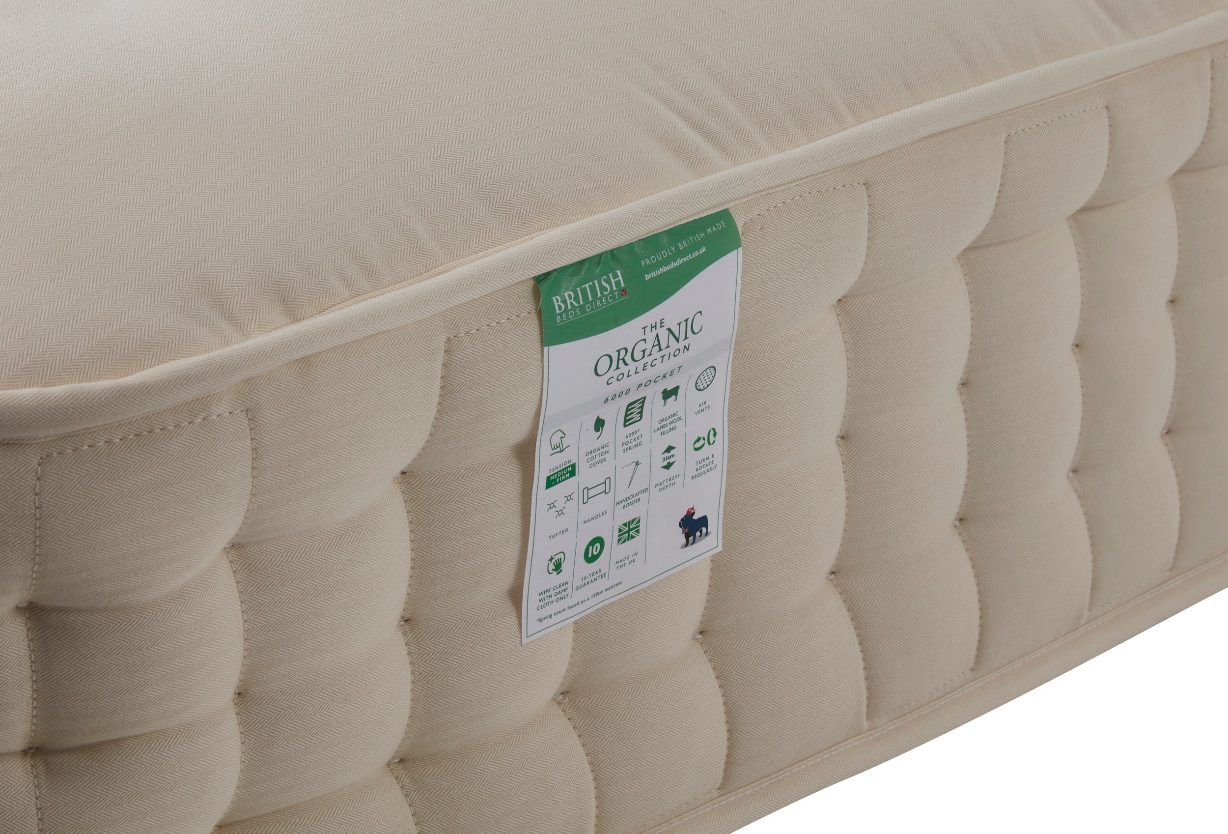Organic 6000 Natural Mattress With 6000 Pocket Springs - Medium-Firm-zoom-5