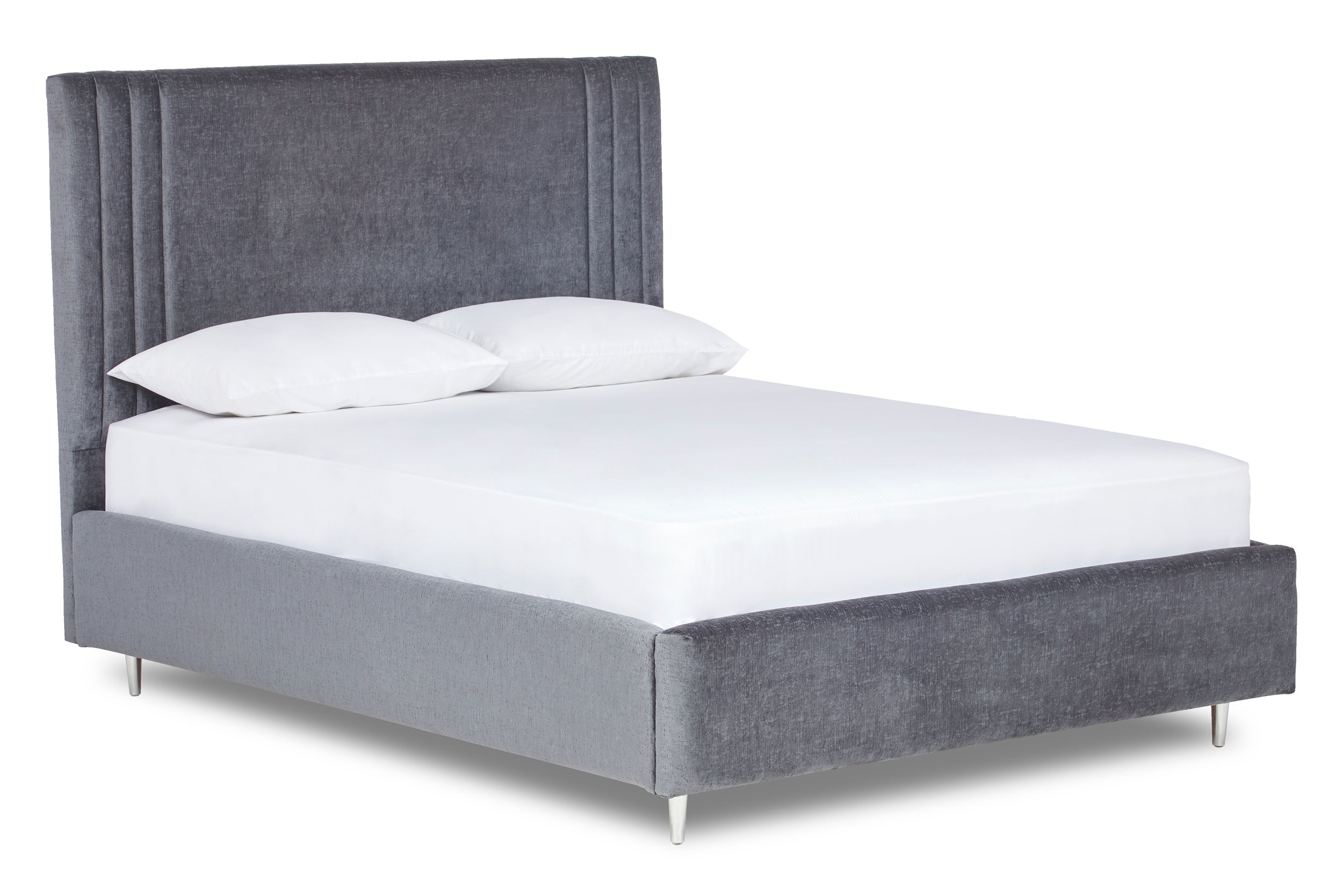 Orton Upholstered Bed With Contemporary Design, Low Foot End-zoom-6