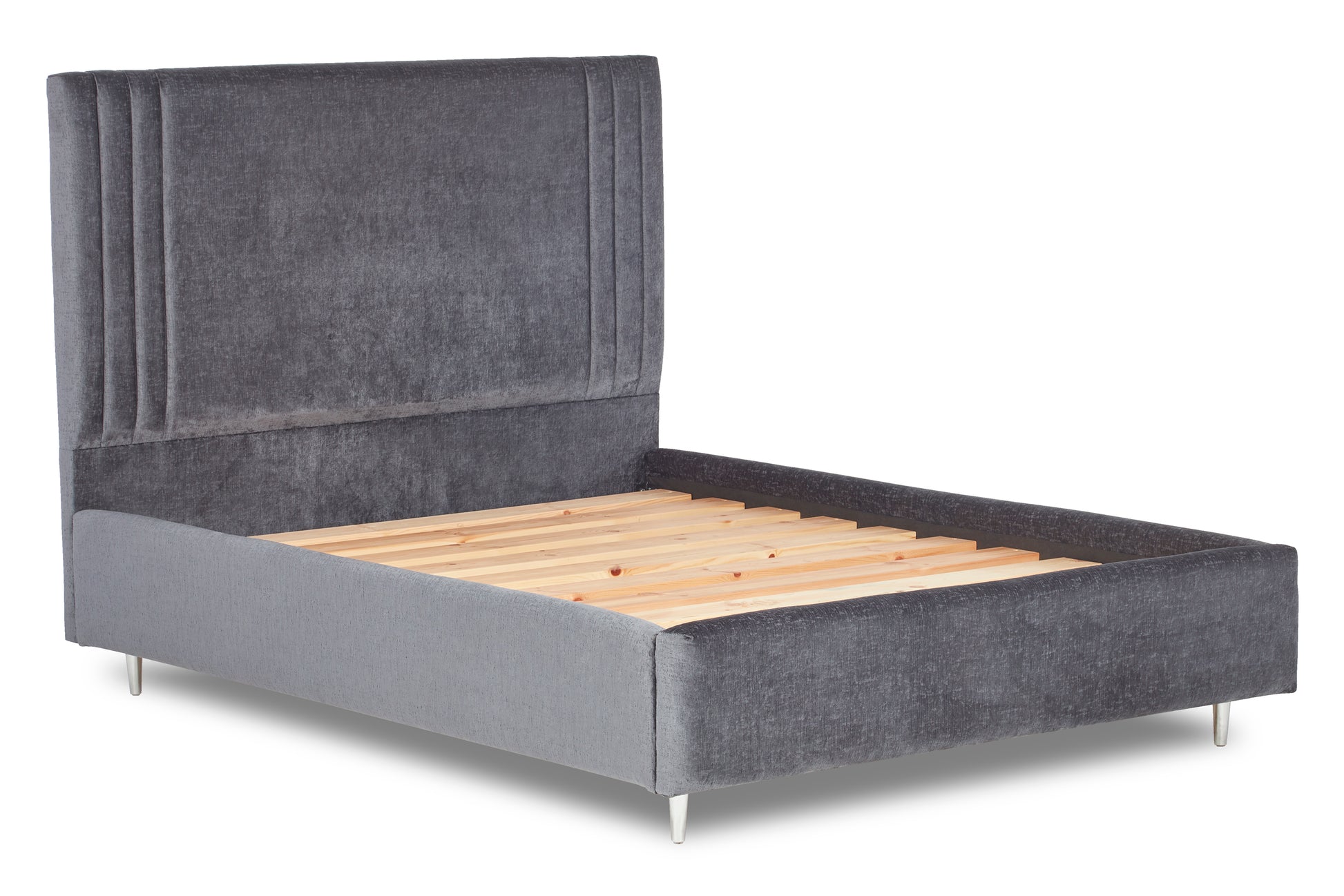 Orton Upholstered Bed With Contemporary Design, Low Foot End-2