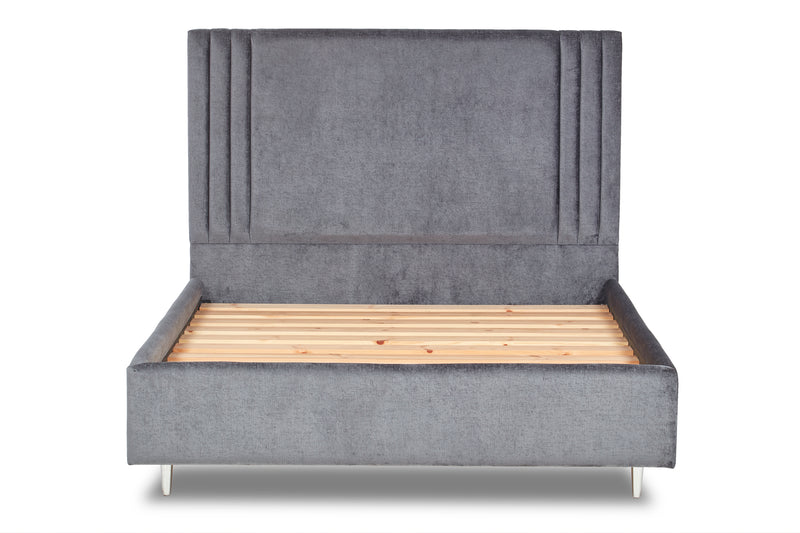 Orton Upholstered Bed With Contemporary Design, Low Foot End