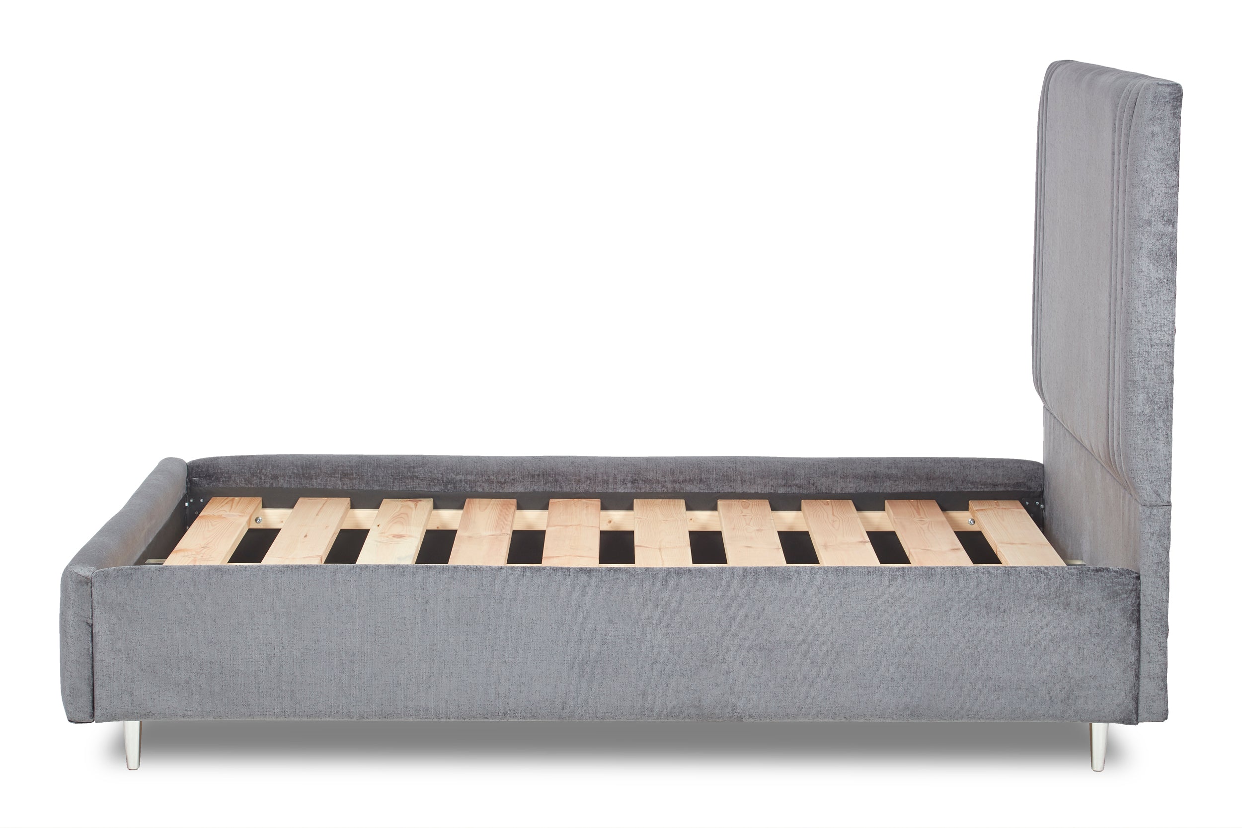 Orton Upholstered Bed With Contemporary Design, Low Foot End-zoom-4