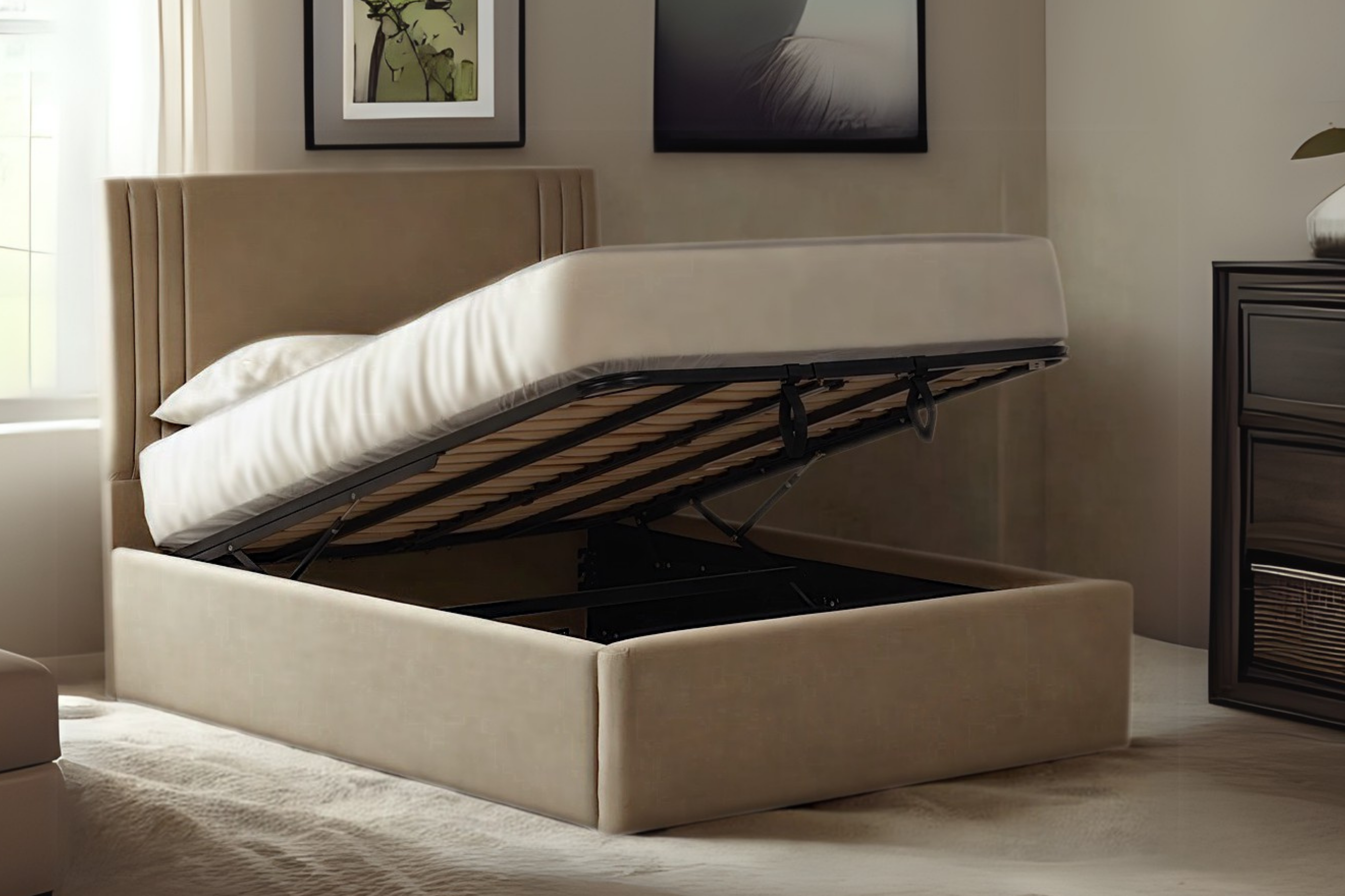 Orton Contemporary Upholstered Ottoman Bed With Low Foot End-zoom-1