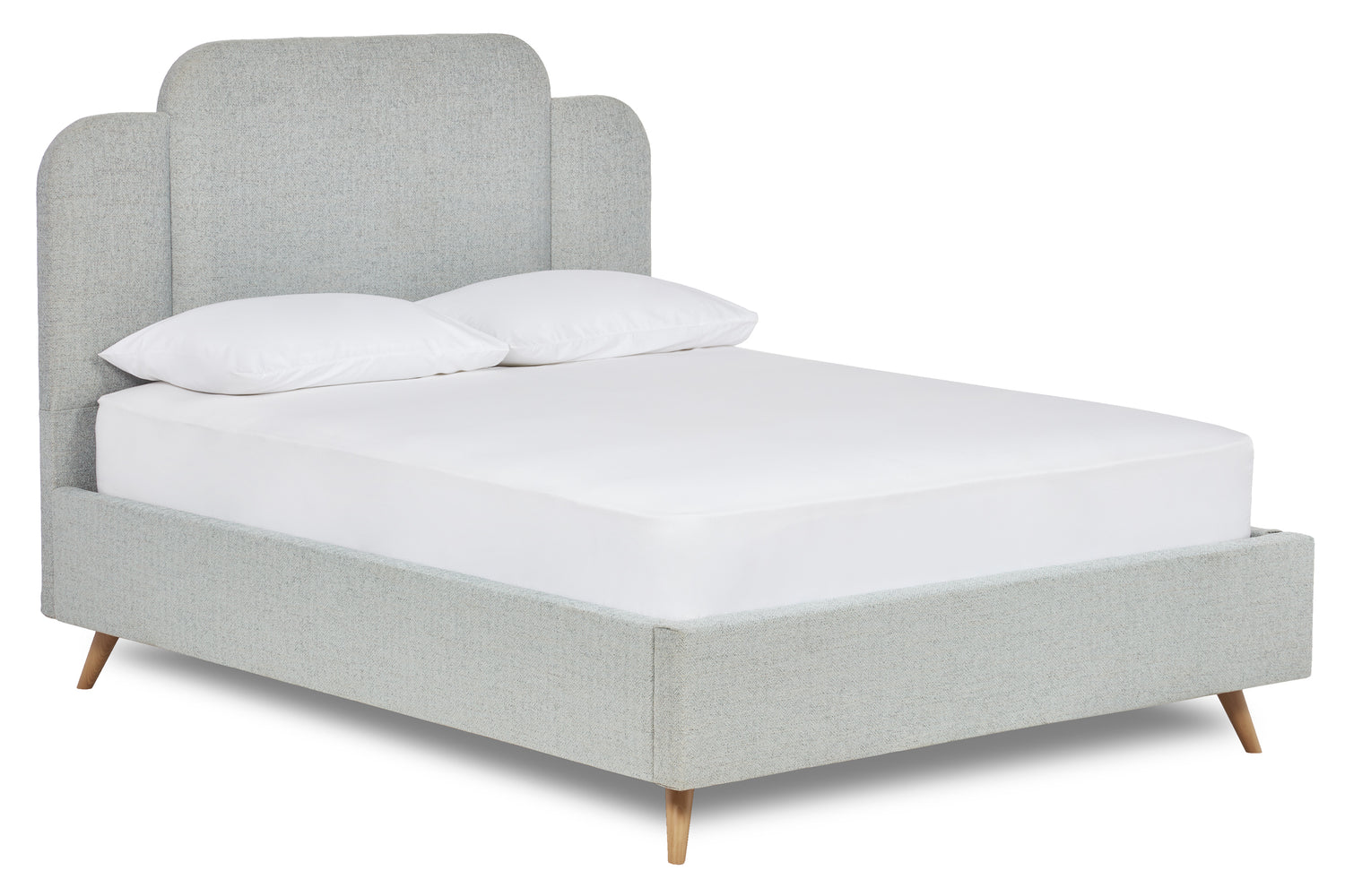 Paloma Modern Upholstered Bed With Art Deco Headboard