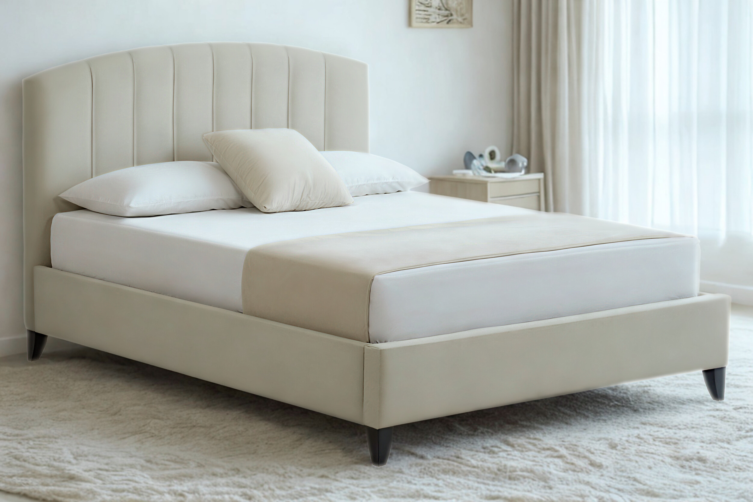 Peggy Modern Fabric Bed Curved Headboard-zoom-1