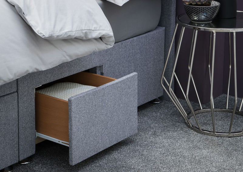 Eleanor Storage Ottoman Bed Base – Half-End Lift With 2 Small Drawers