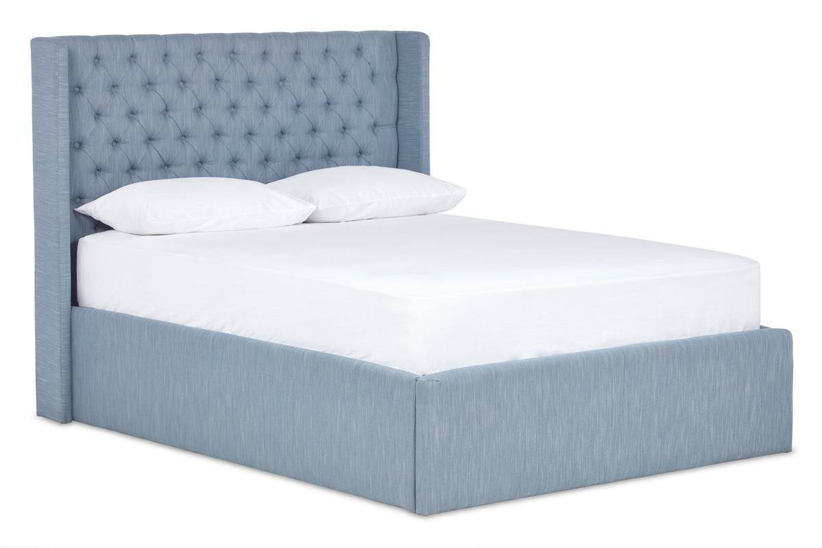 Ringo Smart upholstered ottoman bed with winged headboard