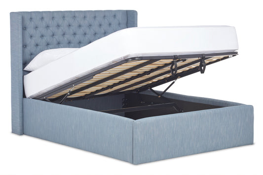 Ringo Smart upholstered ottoman bed with winged headboard