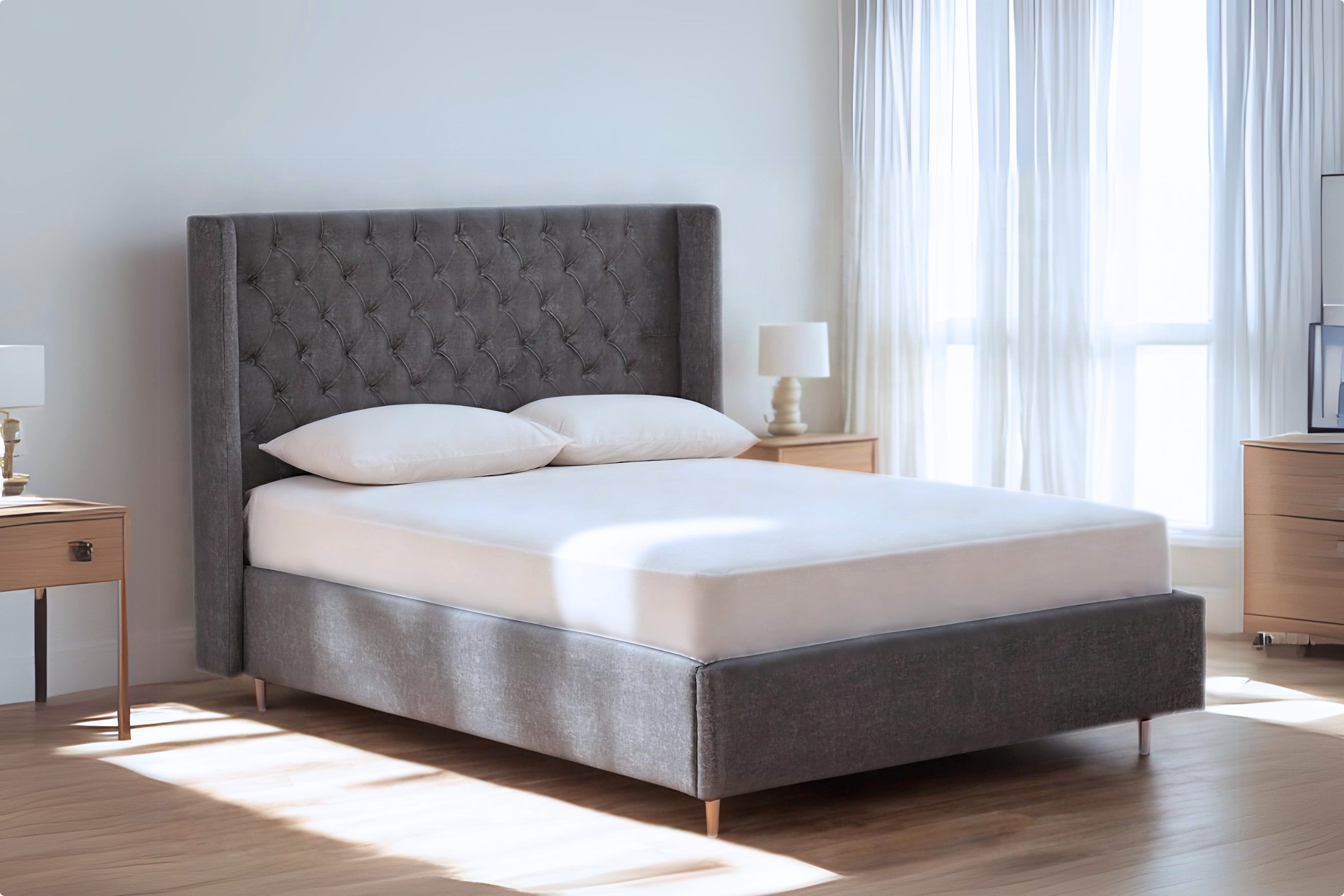 Ringo Upholstered Bed With Winged Headboard-zoom-1