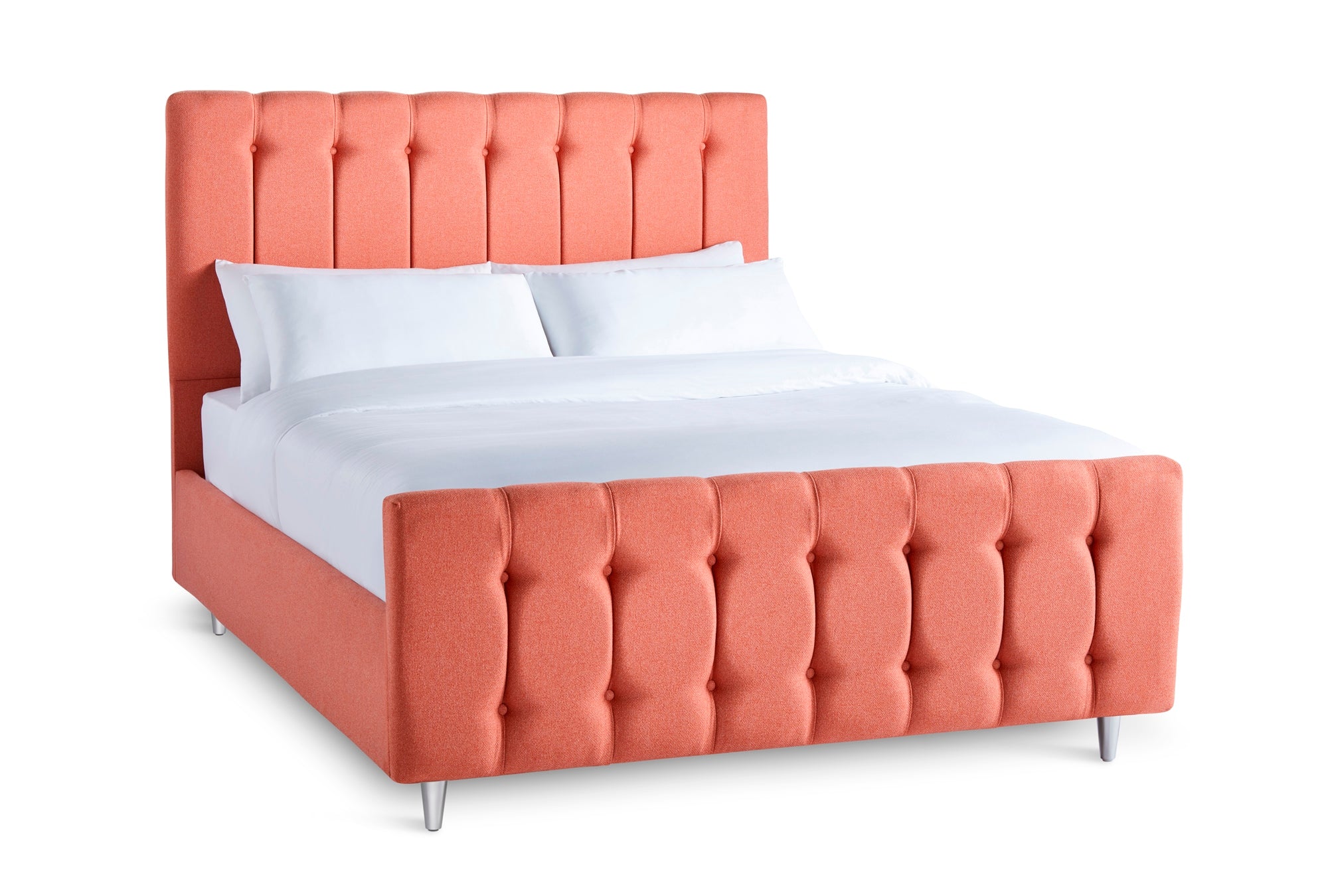 Lenny Upholstered Bed With Button-Backed Headboard And High Footboard-zoom-2