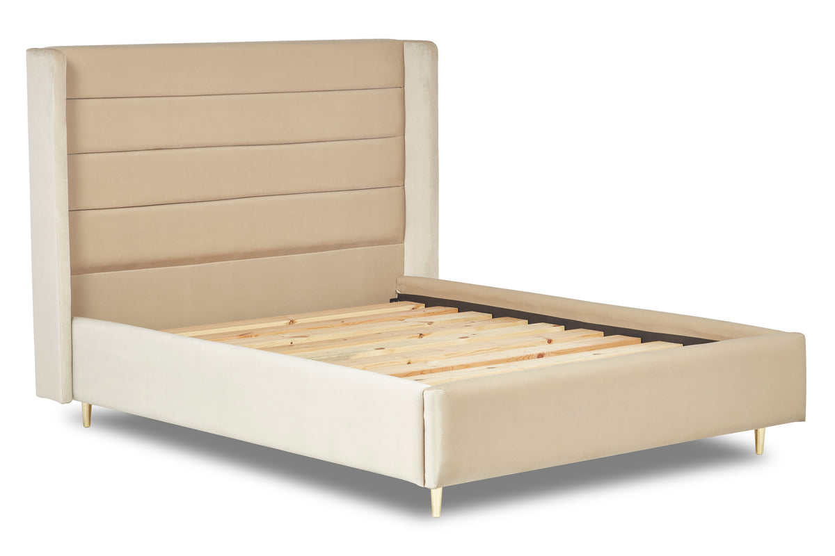 Tennant Modern upholstered bed with winged headboard