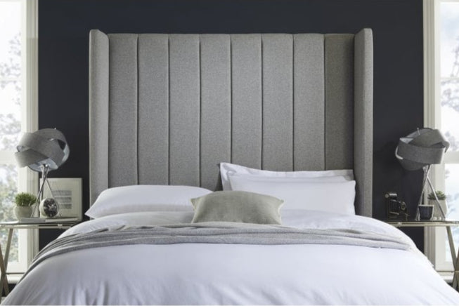 Audrey Contemporary Statement Tall Upholstered Headboard With Wings-1