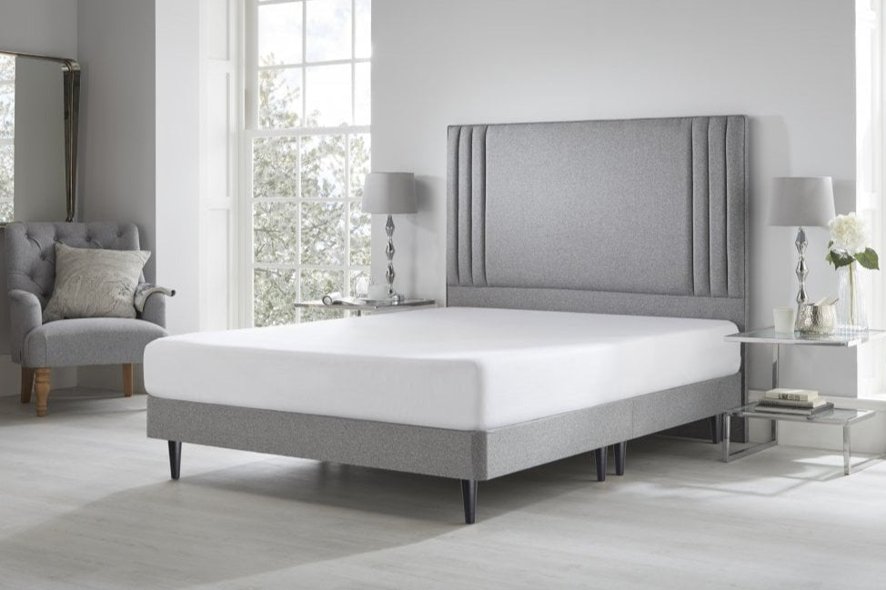 Catherine Upholstered Low Divan Base With Black Wood Legs, Total Height 30Cm-zoom-1