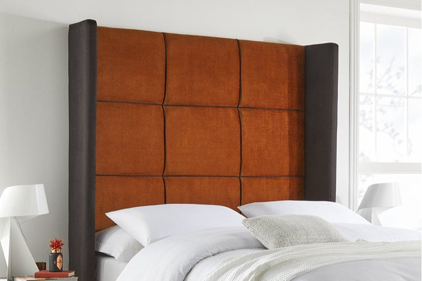 Elton Tall Contemporary Upholstered Floor-Standing Winged Headboard-1