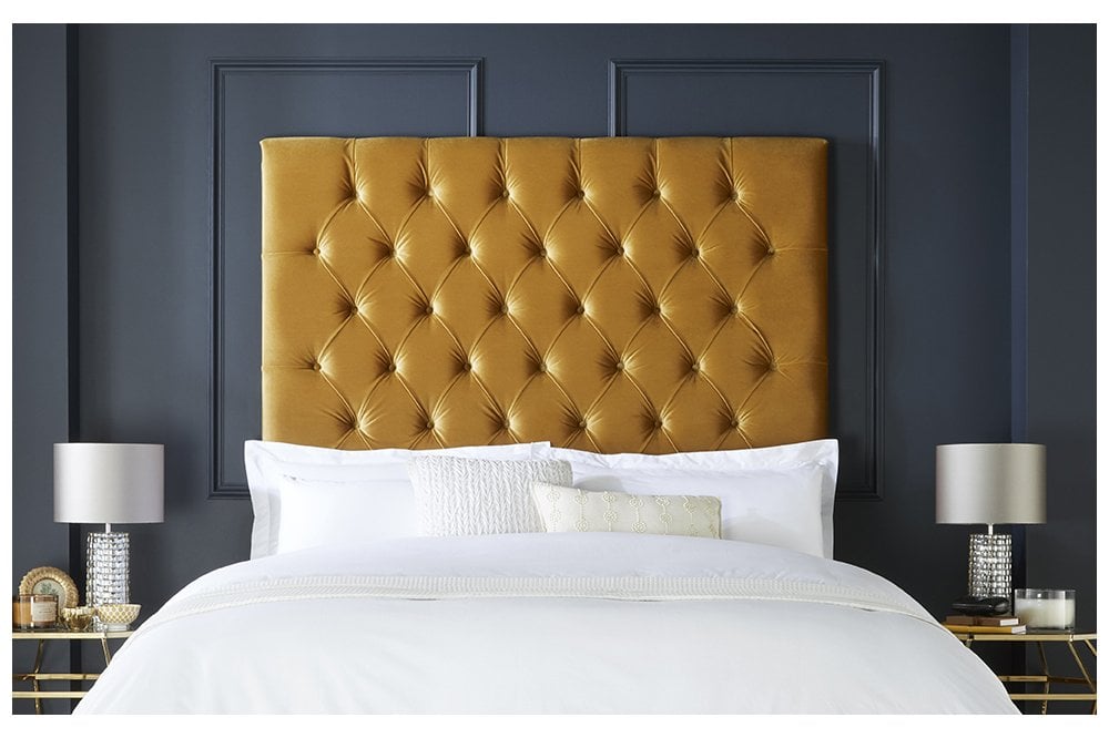 Helena Tall Upholstered Headboard With Chesterfield Design