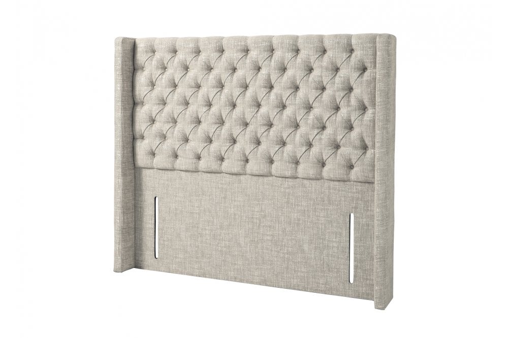 Meera Traditional Chesterfield Upholstered Winged Floor-Standing Headboard-3