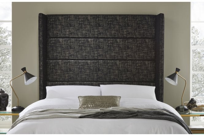 Mercury Tall contemporary upholstered winged floor-standing headboard