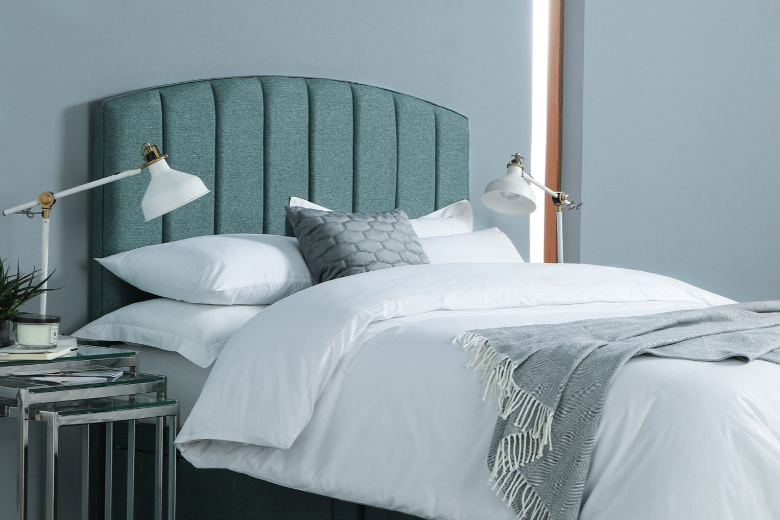 Lulu Contemporary Upholstered Fluted Strutted Mount Headboard