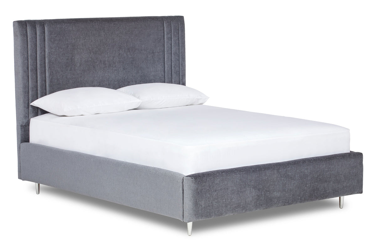Orton Upholstered bed with contemporary design, low foot end