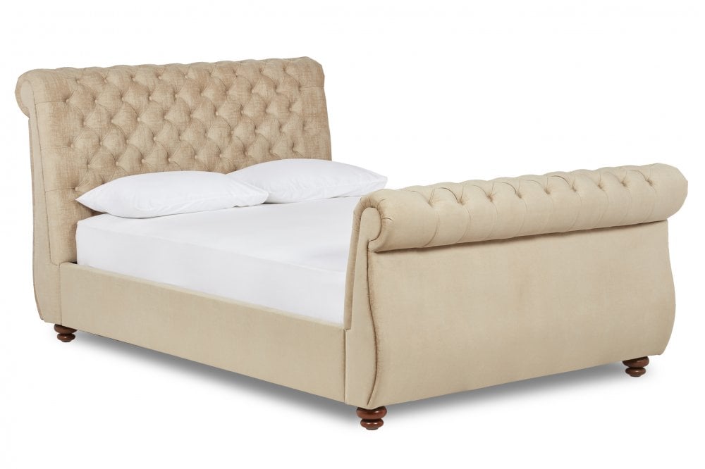 Guinevere Upholstered bed with sleigh headboard and footboard