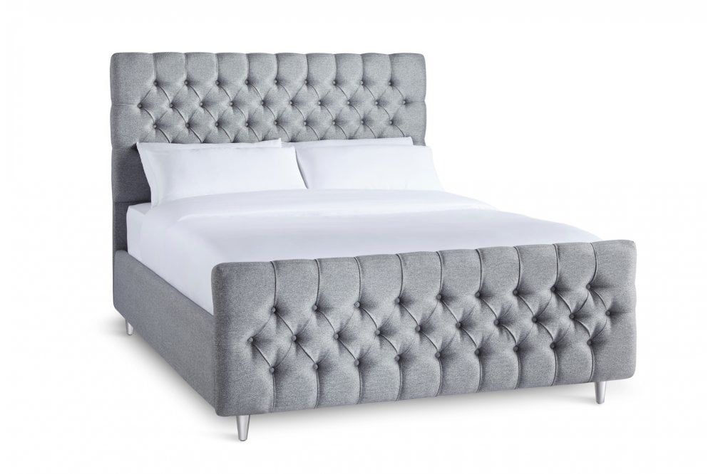 Lennon Upholstered bed with Chesterfield headboard and high footboard