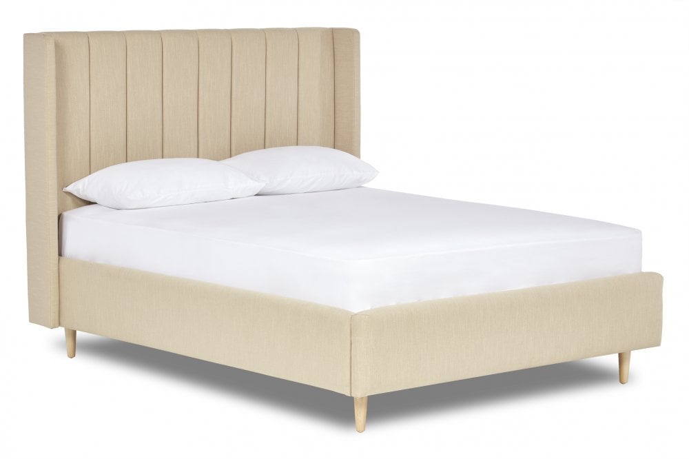 Lumley Modern upholstered bed with winged headboard and legs